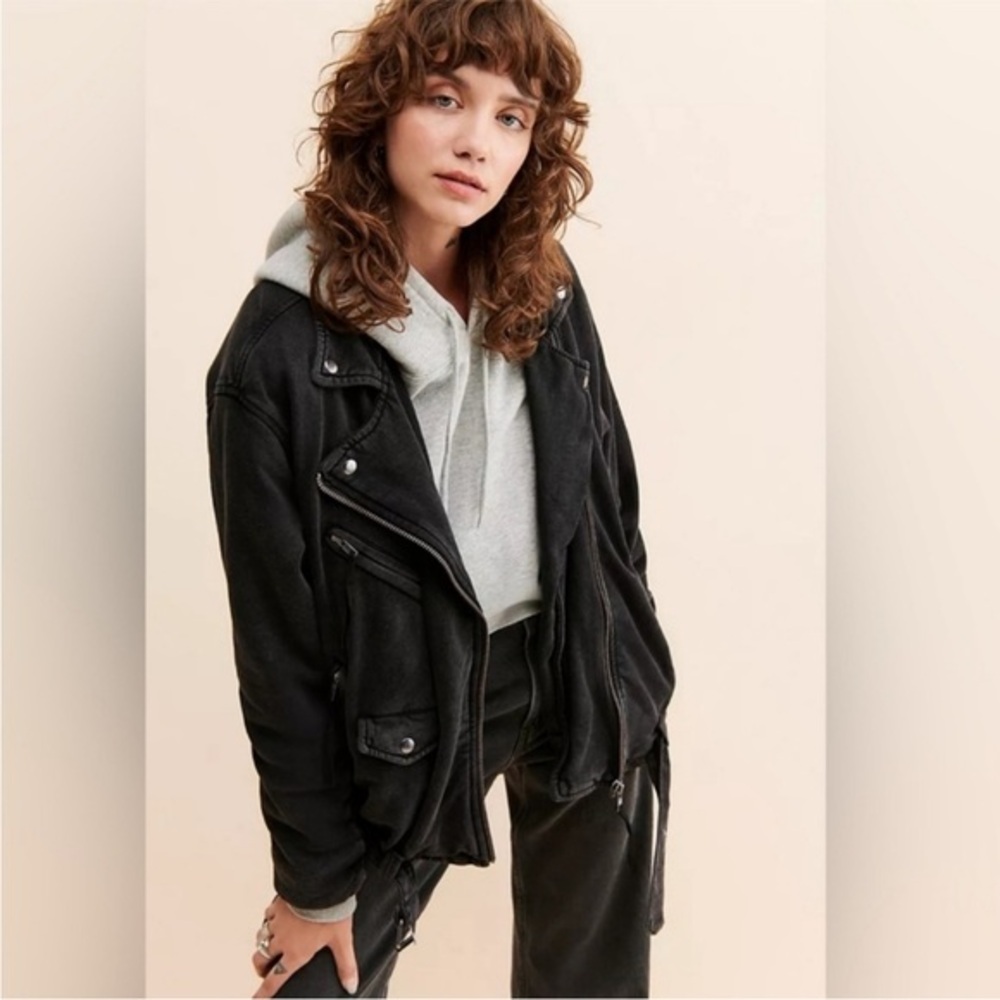 Free People Rebel Knit Oversized Moto Jacket